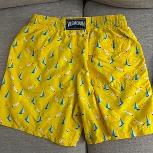 Vilebrequin Yellow Sailboat Print Swim Trunks